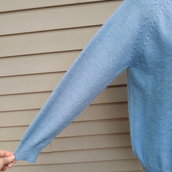 Blue Crewneck Pullover Sweater NWT Button Detail Front Solid - Picture 5 of 10